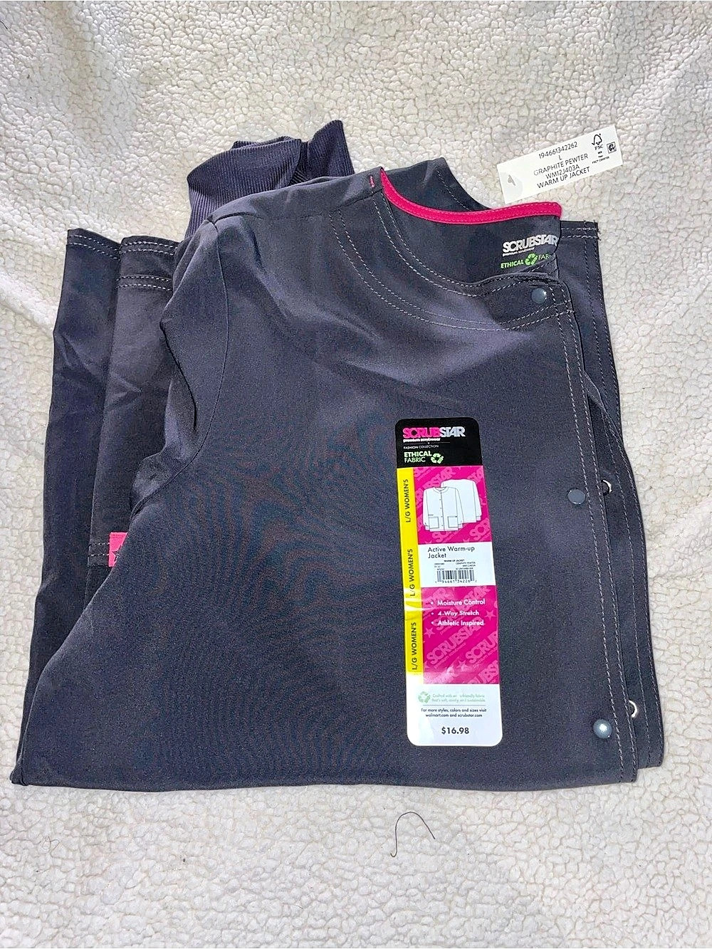 Scrubstar Active Warm-up Jacket Black & Pink Large